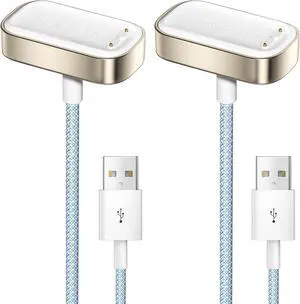 LVFAN Charger for Fitbit Charge 6 5 / Fitbit Luxe, Charger Cable Replacement Nylon Braided Cord Smartwatch Accessories, Charging Dock for Fitbit Charge 6 5 / Fitbit Luxe - 2 Pack