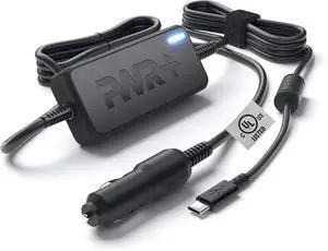 USB-C CAR Charger for Dell Latitude 3410 3510 3540 3550 5320 5420 5430 5440 5510 5520 5530 5540 5550 7320 7410 7415 7420 7430 7440 7450 9510 Laptop DC Adapter - UL Safety, Long Power Cord, Fast Charge