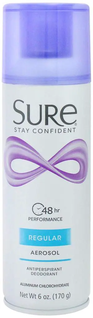 Aerosol Anti-Perspirant and Deodorant - Regular by Sure for Unisex - 6 oz Deodorant Spray Aerosol Anti-Perspirant and Deodorant - Regular by Sure for Unisex - 6 oz Deodorant Spray