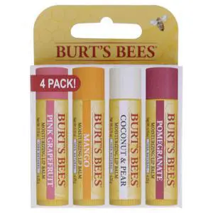 Superfruit Moisturizing Lip Balm Pack by Burts Bees for Unisex - 4 Pc 0.15oz Pomegranate Lip Balm, 0.15oz Coconut and Pear Lip Balm, 0.15oz Mango Lip Balm, 0.15oz Pink Grapefruit Lip Balm Superfruit Moisturizing Lip Balm Pack by Burts Bees for Unisex - 4 Pc 0.15oz Pomegranate Lip Balm, 0.15oz Coconut and Pear Lip Balm, 0.15oz Mango Lip Balm, 0.15oz Pink Grapefruit Lip Balm