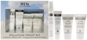 Pollution Proof Kit by REN for Unisex - 4 Pc 0.5oz Flash Rinse 1 Minute Facial, 0.5oz V-Cense Youth Vitality Day Cream,0.5oz V-Cense Revitalising Night Cream, 0.30oz Flash Defense Anti-Pollution Mist