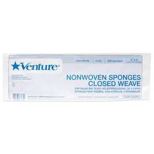 Venture Non-Woven 4-Ply Closed Weave Sponge Non-Sterile by Tidi for Unisex - 200 Count Sponge Venture Non-Woven 4-Ply Closed Weave Sponge Non-Sterile by Tidi for Unisex - 200 Count Sponge