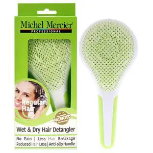 Wet and Dry Hair Detangler Regular Hair - Green-White by Michel Mercier for Women - 1 Pc Hair Brush Wet and Dry Hair Detangler Regular Hair - Green-White by Michel Mercier for Women - 1 Pc Hair Brush