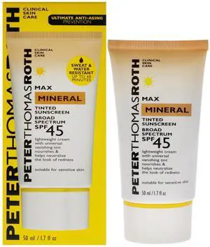 Max Mineral Tinted Sunscreen SPF 45 by Peter Thomas Roth for Unisex - 1.7 oz Sunscreen Max Mineral Tinted Sunscreen SPF 45 by Peter Thomas Roth for Unisex - 1.7 oz Sunscreen