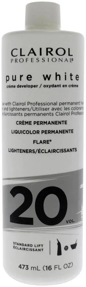 Pure White 20 Volume Creme Developer by Clairol for Unisex - 16 oz Lightener