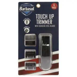 Touch Up Trimmer by Barbasol for Men - 4 Pc Trimmer, 3Pc Guide Combs (3mm, 6mm, 10mm), Battery Powered Touch Up Trimmer by Barbasol for Men - 4 Pc Trimmer, 3Pc Guide Combs (3mm, 6mm, 10mm), Battery Powered