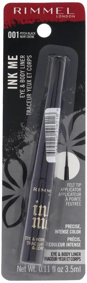 Ink Me Eyes and Body - 001 Pitch Black by Rimmel London for Women - 0.11 oz Eyeliner Ink Me Eyes and Body - 001 Pitch Black by Rimmel London for Women - 0.11 oz Eyeliner