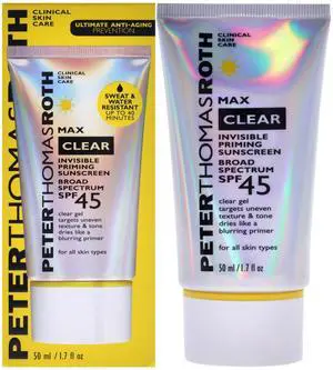Max Clear Invisible Priming Sunscreen SPF 45 by Peter Thomas Roth for Unisex - 1.7 oz Sunscreen Max Clear Invisible Priming Sunscreen SPF 45 by Peter Thomas Roth for Unisex - 1.7 oz Sunscreen