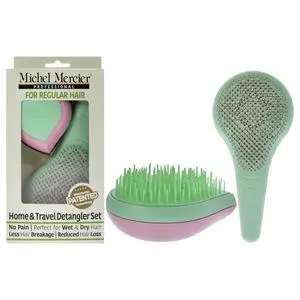 Home and Travel Detangler Set - Regular Hair by Michel Mercier for Unisex - 2 Pc The Classic Detangler Brush, The Travel Detangler Brush Home and Travel Detangler Set - Regular Hair by Michel Mercier for Unisex - 2 Pc The Classic Detangler Brush, The Travel Detangler Brush