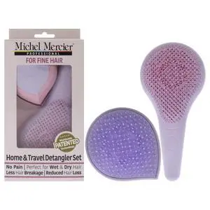Home and Travel Detangler Set - Fine Hair by Michel Mercier for Unisex - 2 Pc The Classic Detangler Brush, The Travel Detangler Brush Home and Travel Detangler Set - Fine Hair by Michel Mercier for Unisex - 2 Pc The Classic Detangler Brush, The Travel Detangler Brush