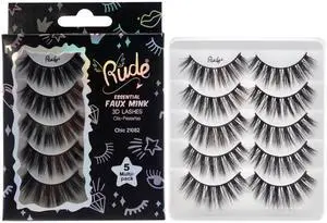 Essential Faux Mink 3D Lashes - Chic by Rude Cosmetics for Women - 5 Pair Eyelashes Essential Faux Mink 3D Lashes - Chic by Rude Cosmetics for Women - 5 Pair Eyelashes