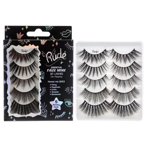 Essential Faux Mink 3D Lashes - Humor Me by Rude Cosmetics for Women - 5 Pair Eyelashes Essential Faux Mink 3D Lashes - Humor Me by Rude Cosmetics for Women - 5 Pair Eyelashes