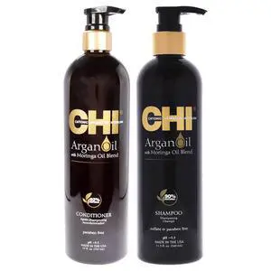 Argan Oil With Moringa Oil Blend Shampoo and Conditioner Kit by CHI for Unisex - 2 Pc Kit 11.5oz Shampoo, 25oz Conditioner Argan Oil With Moringa Oil Blend Shampoo and Conditioner Kit by CHI for Unisex - 2 Pc Kit 11.5oz Shampoo, 25oz Conditioner