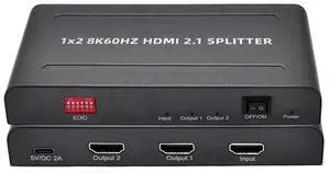 8K HDMI Splitter 1 in 4 Out with EDID, 48Gbps, 3D Stereo, 12-bit Deep Color, Plug & Play, for Windows, Mac, Linux, Projectors, Laptops, Desktops (SP102SKE) 8K HDMI Splitter 1 in 4 Out with EDID, 48Gbps, 3D Stereo, 12-bit Deep Color, Plug & Play, for Windows, Mac, Linux, Projectors, Laptops, Desktops (SP102SKE)