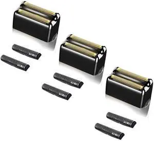Professional Replacement Foil and Cutters for BaBylissPRO Barberology Double Foil Shaver, Compatible with BaBylissPRO Barberology FXFS2 Shaver (3 black)