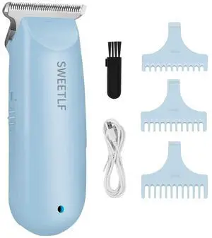 SweetLF Hair Clippers, Silent Cordless Hair Trimmer, Mini Hair Cutting Kit with 3 Guide Combs, USB Rechargeable, Portable, Blue