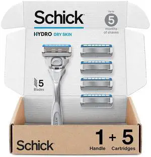 Schick Hydro Dry Skin Razor - 1 Handle with 5 Refills, 5 Blade Men's Razor