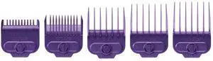 Andis 66345 Nano-Silver Magnetic Attachment 5 Combs with Long-Lasting Performance - Sizes 6", 8", 4", 3/8", 2", Provide Professional Haircuts and Styles  Purple