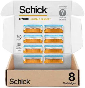 Schick Hydro Stubble Eraser Refills  Stubble Razor Refills, 8 Count