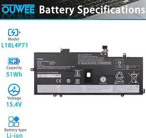 L18L4P71 L18C4P71 Laptop Battery Compatible with Lenovo ThinkPad X1 Yoga 4th 5th Gen/X1 Carbon 7th 8th Gen Serie 02DL004 SB10K97642 02DL005 L18M4P72 SB10K97643 02DL006 SB10K97644 15.4V 51Wh