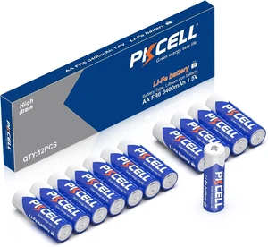 PKCELL 12 Pack Lithium Batteries AA 3400mAh 1.5V AA Lithium Battery PKCELL 12 Pack Lithium Batteries AA 3400mAh 1.5V AA Lithium Battery