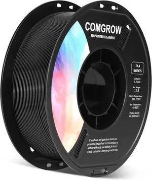 Comgrow PLA 3D Printer Filament, 3D Printer PLA Filament 1.75mm, Dimensional Accuracy +/- 0.02 mm, 1KG Spool PLA Black Comgrow PLA 3D Printer Filament, 3D Printer PLA Filament 1.75mm, Dimensional Accuracy +/- 0.02 mm, 1KG Spool PLA Black