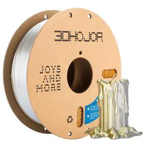 3DHoJor Silk PLA Filament 1.75mm Gold Silver Dual Color PLA 3D Printer Filament 2 in 1 Coextrusion 1KG Spool(2.2lbs) 3D Printing Filament Dimensional Accuracy +/- 0.03mm Fits for Most FDM 3D Printers 3DHoJor Silk PLA Filament 1.75mm Gold Silver Dual Color PLA 3D Printer Filament 2 in 1 Coextrusion 1KG Spool(2.2lbs) 3D Printing Filament Dimensional Accuracy +/- 0.03mm Fits for Most FDM 3D Printers