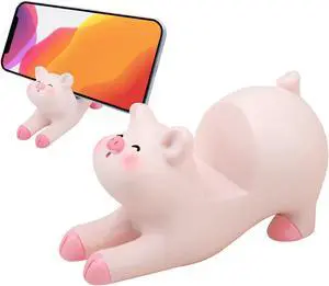 Cute Pig Phone Holder Pink Resin Cellphone Stand for Desk, Animal Desktop Accessory and Office Decor Cute Pig Phone Holder Pink Resin Cellphone Stand for Desk, Animal Desktop Accessory and Office Decor