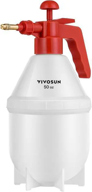 VIVOSUN 50oz Pump Sprayer, Handheld Garden Water Sprayer Bottle with Adjustable Brass Nozzle, for Spraying Plants, Flowers, Weeds and Cleaning, Red VIVOSUN 50oz Pump Sprayer, Handheld Garden Water Sprayer Bottle with Adjustable Brass Nozzle, for Spraying Plants, Flowers, Weeds and Cleaning, Red