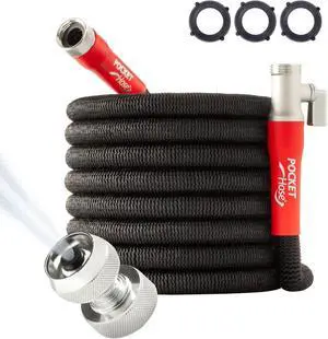 Pocket Hose 75 FT Silver Bullet 2.0 Expandable Garden Hose w/Turbo Shot Nozzle, AS SEEN ON TV, Lead-Free, Solid Aluminum Connectors, Easy On/Off Valve, Kink-Free, Leak-Proof Pocket Hose 75 FT Silver Bullet 2.0 Expandable Garden Hose w/Turbo Shot Nozzle, AS SEEN ON TV, Lead-Free, Solid Aluminum Connectors, Easy On/Off Valve, Kink-Free, Leak-Proof