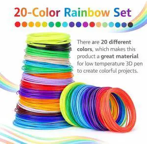 20 Colors 3D Pen Filament Refills for Low Temperature 3 D Pen PCL Filament Refills 16.4 Feet for Each Color 3 Dimensional Printing Pen Filament Refills 1.75mm 20 Colors 3D Pen Filament Refills for Low Temperature 3 D Pen PCL Filament Refills 16.4 Feet for Each Color 3 Dimensional Printing Pen Filament Refills 1.75mm