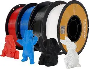 Kingroon PLA 3D Printer Filament, Dimensional Accuracy +/- 0.02 mm, 1 kg Spool(2.2lbs), 1.75 mm4kG Black+White+Red+Blue Kingroon PLA 3D Printer Filament, Dimensional Accuracy +/- 0.02 mm, 1 kg Spool(2.2lbs), 1.75 mm4kG Black+White+Red+Blue