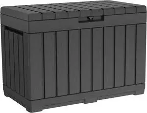 Keter Kentwood 50 Gallon Resin Deck Box-Organization and Storage for Patio Cushions, Throw Pillows and Garden Tools, Dark Grey Keter Kentwood 50 Gallon Resin Deck Box-Organization and Storage for Patio Cushions, Throw Pillows and Garden Tools, Dark Grey