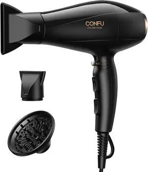 Professional Salon Hair Dryer, CONFU 1875 Watt Negative Ionic Fast Drying Blow Dryer, AC Motor Low Noise Hair Blow Dryer with Diffuser & 2 Concentrator Nozzles Professional Salon Hair Dryer, CONFU 1875 Watt Negative Ionic Fast Drying Blow Dryer, AC Motor Low Noise Hair Blow Dryer with Diffuser & 2 Concentrator Nozzles