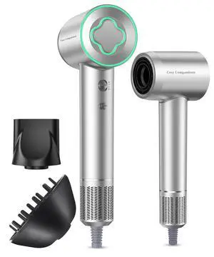 Cosy Companions High-Speed Ionic Hair Dryer, 150000 RPM Brushless Motor for 2-5Min Fast Drying, Low Noise Blow Dryer Reduces Frizz & Heat Damage, Lightweight Hair Dryer with Diffuser & Nozzle, Silvery Cosy Companions High-Speed Ionic Hair Dryer, 150000 RPM Brushless Motor for 2-5Min Fast Drying, Low Noise Blow Dryer Reduces Frizz & Heat Damage, Lightweight Hair Dryer with Diffuser & Nozzle, Silvery