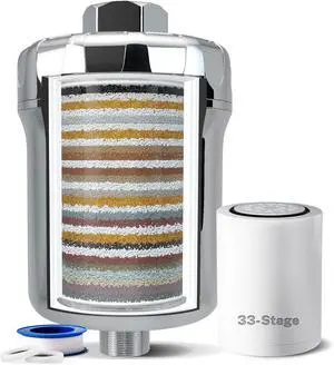 iSpring 33-Stage High Output Shower Filter, Universal Shower Head Filter for Hard Water, 99% Removal of Heavy Metals, Chlorine & Sediment - Chrome (SF1S) iSpring 33-Stage High Output Shower Filter, Universal Shower Head Filter for Hard Water, 99% Removal of Heavy Metals, Chlorine & Sediment - Chrome (SF1S)