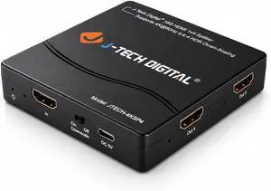 J-Tech Digital HDMI Splitter 4K 60Hz 1X4 Multi-Resolution Output (MRO) HDMI 2.0 Splitter Supports downscale HDR HDR10 / Dolby Vision 4K@60Hz 4:4:4 HDCP2.3 2.2 (JTECH-4KSP4) J-Tech Digital HDMI Splitter 4K 60Hz 1X4 Multi-Resolution Output (MRO) HDMI 2.0 Splitter Supports downscale HDR HDR10 / Dolby Vision 4K@60Hz 4:4:4 HDCP2.3 2.2 (JTECH-4KSP4)