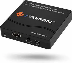 J-Tech Digital HDMI Splitter 1 in 2 Out 4K 60Hz Multi-Resolution Output (MRO) HDMI 2.0 Splitter Supports Downscale HDR HDR10 / Dolby Vision 4K@60Hz 4:4:4 HDCP2.3 2.2 (JTECH-4KSP2) J-Tech Digital HDMI Splitter 1 in 2 Out 4K 60Hz Multi-Resolution Output (MRO) HDMI 2.0 Splitter Supports Downscale HDR HDR10 / Dolby Vision 4K@60Hz 4:4:4 HDCP2.3 2.2 (JTECH-4KSP2)