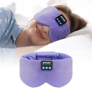 Sleep Mask Bluetooth 5.4 Headphones Soft Wireless Headband Eye Mask Blackout with Microphone (Lilac) Sleep Mask Bluetooth 5.4 Headphones Soft Wireless Headband Eye Mask Blackout with Microphone (Lilac)