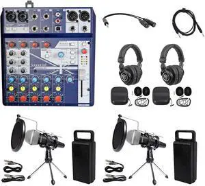 2 Person Podcasting Podcast Kit Soundcraft Mixer+Headphones+Mic+Stand 2 Person Podcasting Podcast Kit Soundcraft Mixer+Headphones+Mic+Stand