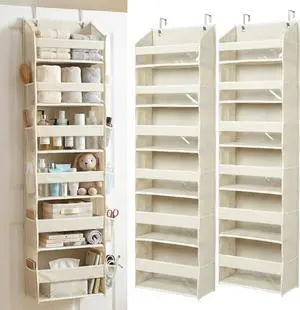 HOMELUX THEORY Over the Door Organizer, 6-Tier, 100D Fabric, Ivory 2pc HOMELUX THEORY Over the Door Organizer, 6-Tier, 100D Fabric, Ivory 2pc