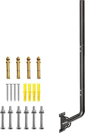 40" Heavy Duty Adjustable Antenna Wall Mount Iron Spray Paint J-Pole Solid Mast Bracket for Starlink (Adapter Required), TV Antennas, Weather Stations 1.38" OD Pivot Base (Black) 40" Heavy Duty Adjustable Antenna Wall Mount Iron Spray Paint J-Pole Solid Mast Bracket for Starlink (Adapter Required), TV Antennas, Weather Stations 1.38" OD Pivot Base (Black)