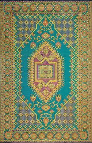 Mad Mats Outdoor Rug, Reversible Plastic Mat for Patio, Porch, Deck, Kitchen & Bath, Turkish, 6' x 9', Aqua Mad Mats Outdoor Rug, Reversible Plastic Mat for Patio, Porch, Deck, Kitchen & Bath, Turkish, 6' x 9', Aqua
