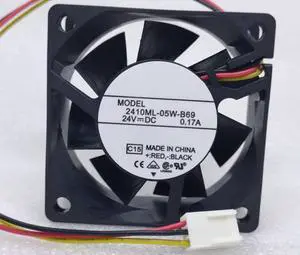 for 2410ML-05W-B69 24V 0.17A 3.12W 5300RPM 25CFM 60X60X25MM 3-Wire Cooling Fan for 2410ML-05W-B69 24V 0.17A 3.12W 5300RPM 25CFM 60X60X25MM 3-Wire Cooling Fan