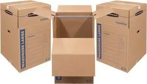 Bankers Box Tall Wardrobe Box 3 Pack, 24-in x 24-in x 40-in (7711001)