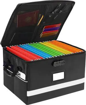 File Organizer with Lock, Portable File Box with Handle, File Boxes with Lids, Fireproof Document Box