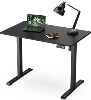 Mount-It! Electric Standing Desk Adjustable Height 40x24  Compact Sit Stand Desk with Memory Presets, Home Office Workstation, Ergonomic Small Computer Table, Black Frame and Black Top