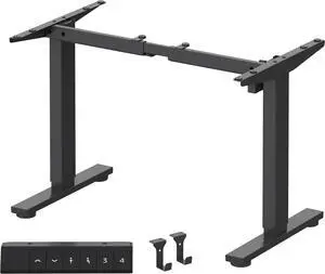FLEXISPOT Height Adjustable Standing Desk Frame with Memory Controller, Electric Sit Stand Desk Base for Home and Office (Black Frame Only)