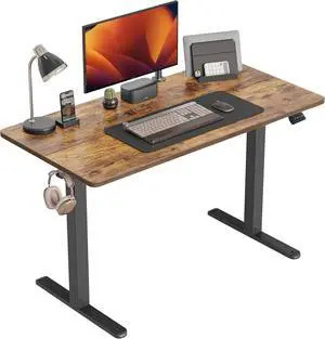 CubiCubi Electric Standing Desk, 48 x 24 Inches Height Adjustable Sit Stand Desk, Ergonomic Home Office Computer Workstation, Rusticbrown