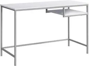Monarch Specialties Contemporary Laptop Table with Shelf Home & Office Computer Desk-Metal Legs, 48" L, White